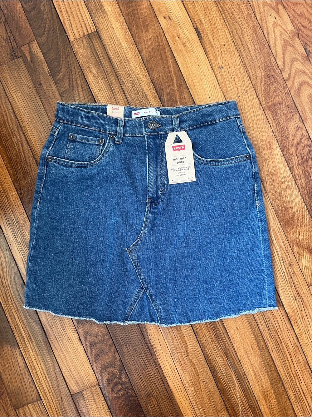 Levi's Medium Blue Denim Mini Skirt with Raw Hem